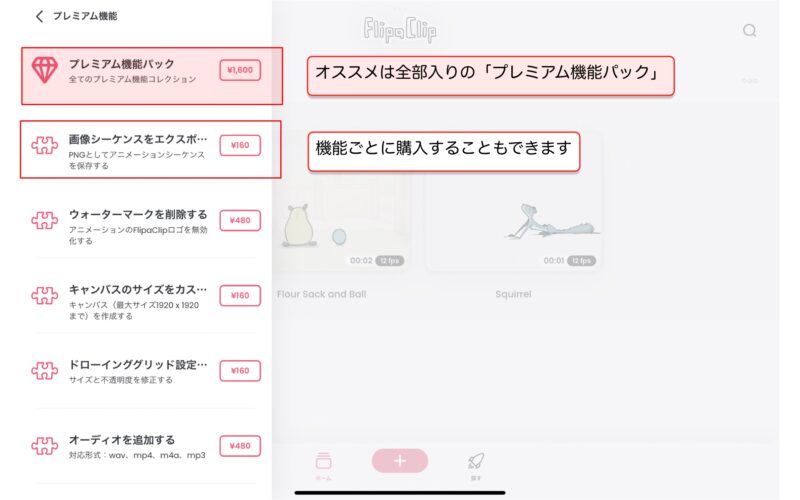 FlipaClip プレミアム機能②